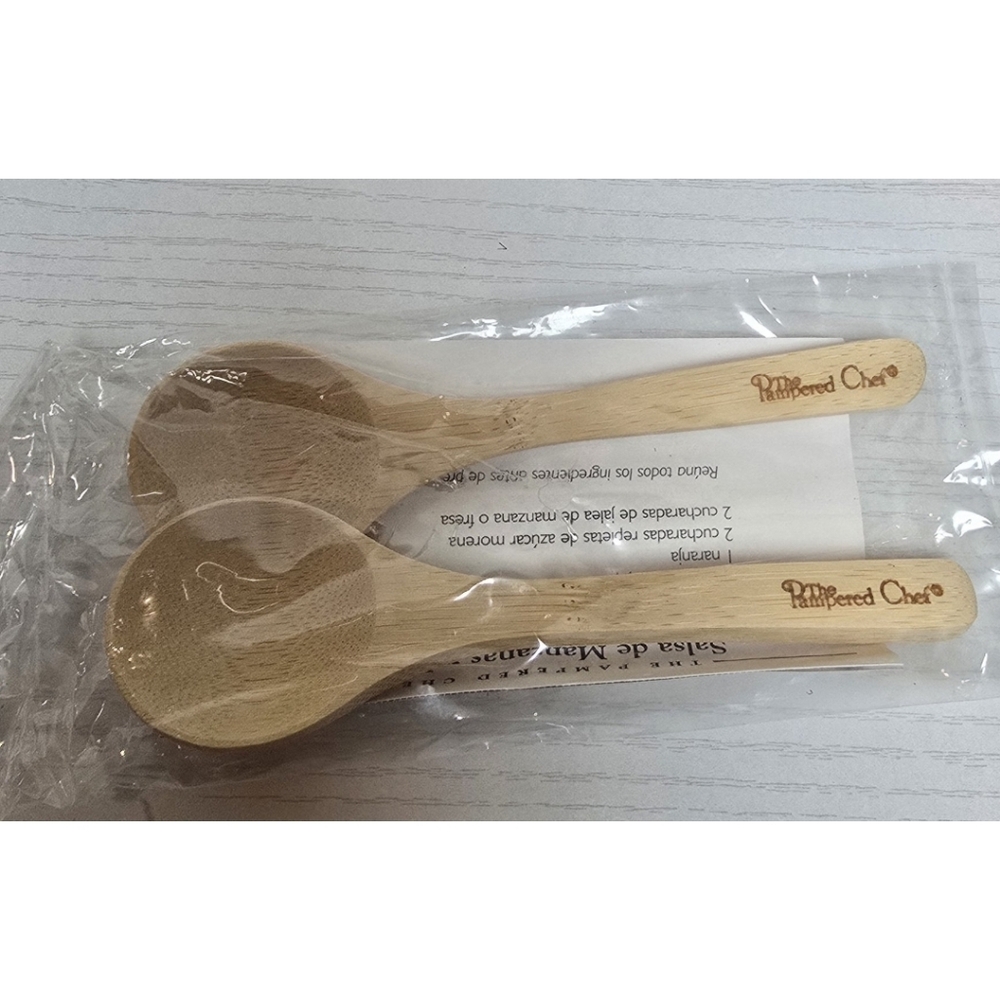The Pampered Chef Small Bamboo Spoon Set 1673 New